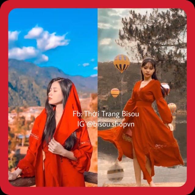 [Mã SR14MAY5 giảm 20K đơn 50K] Tặng Khăn SET VÁY ĐẦM ĐỎ BOHO THỔ CẨM ĐẦM XẺ TÀ CÓ VẢI QUÂY, SẴN MÚT NGỰC+ KHĂN QUÀNG | BigBuy360 - bigbuy360.vn