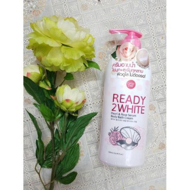 Sữa tắm trắng da Cathy Doll Ready 2 White Pearl & Rose Serum Body Bath Cream 500ml Thái Lan chính hãng