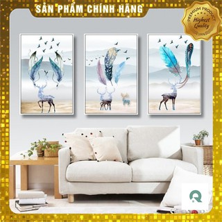 🔥Hot Deal🔥 Bộ Tranh Canvas Cao Cấp Gia Đình Hươu Trang Trí Tường CV-028