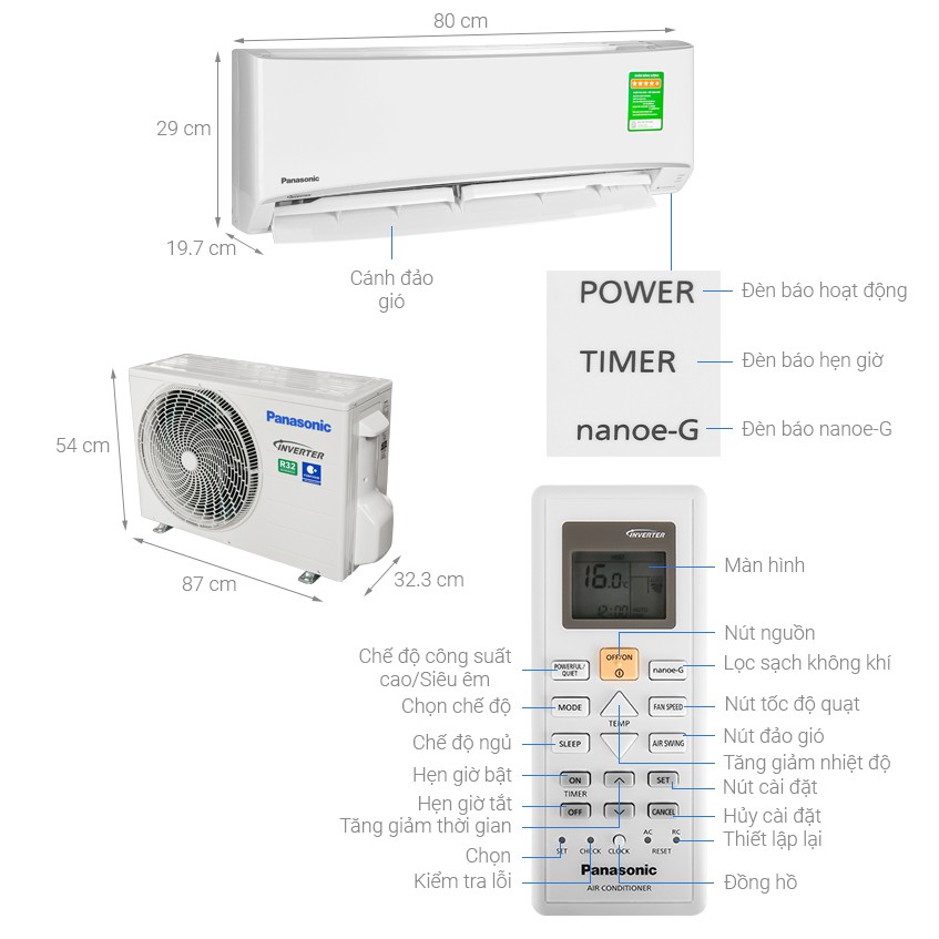 Điều hòa Panasonic  2 chiều 9000BTU Inverter YZ9WKH-8