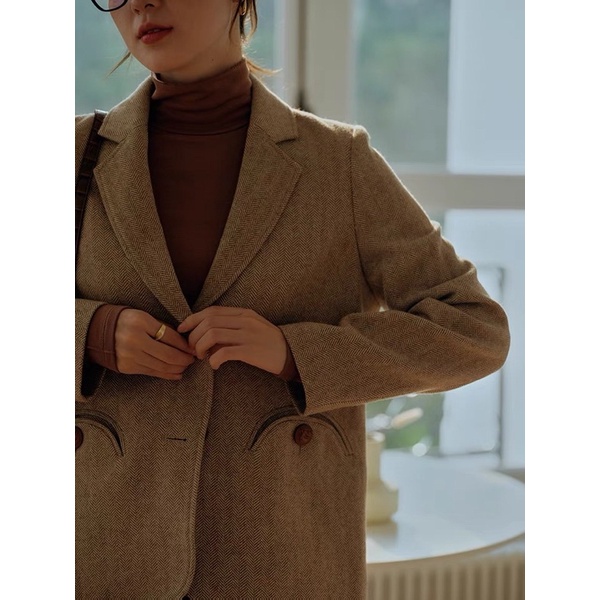 ODDA / Áo Blazer phong cách cổ điển, vintage mùa thu đông.