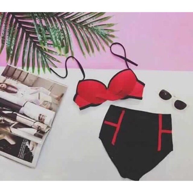 Bikini ngực quần viền đỏ