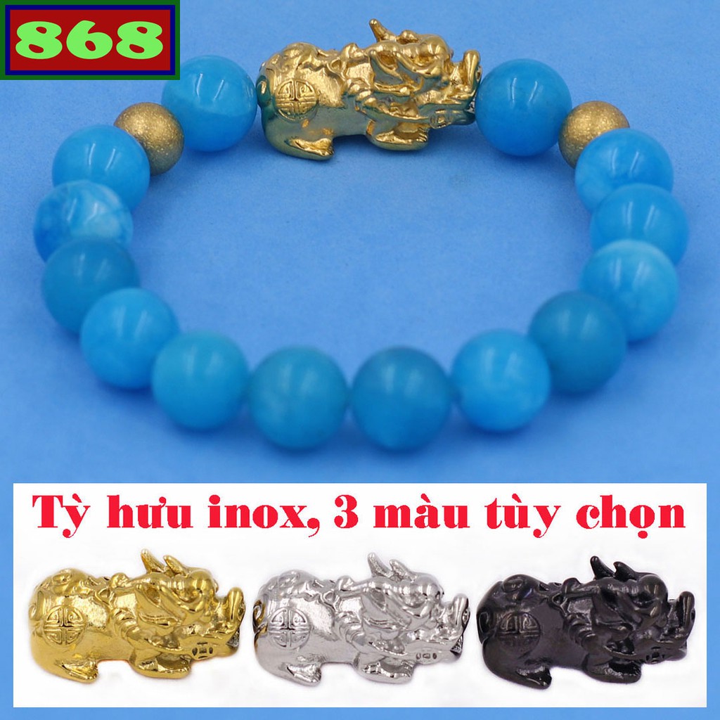 Vòng chuỗi xanh biển 10 ly tỳ hưu vàng VTNTXBTHVHB10