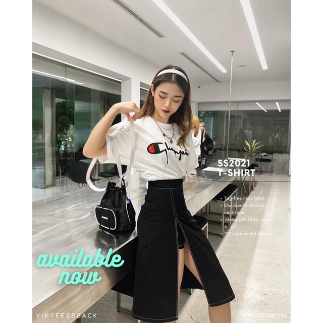 Áo thun Champion Tagless Drip Logo unisex Chính Hãng