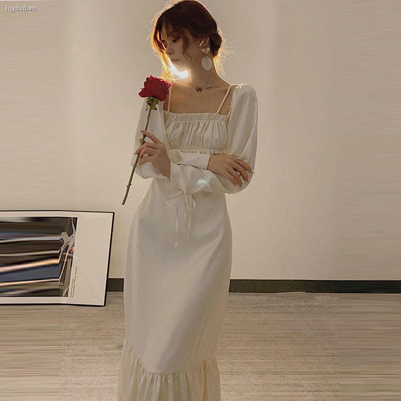 Đầm Nữ Trễ Vai Tay Phồng Cổ Vuông Thời Trang Thu Đông 2020