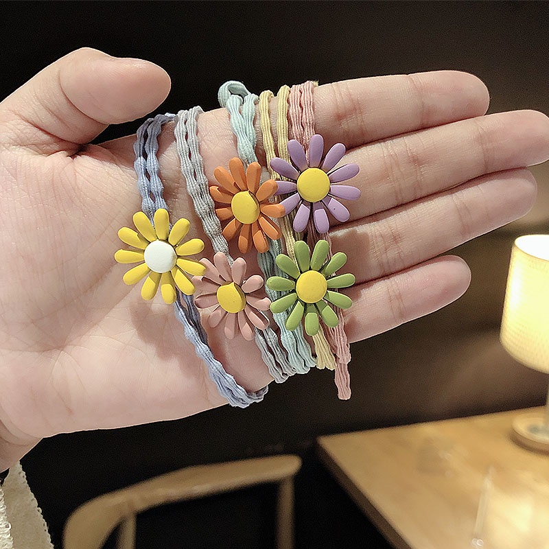 Dây Buộc Tóc Cao Su Họa Tiết Hoa Cúc Màu Sắc Thời Trang Phong Cách Hàn Quốc Cho Nữ