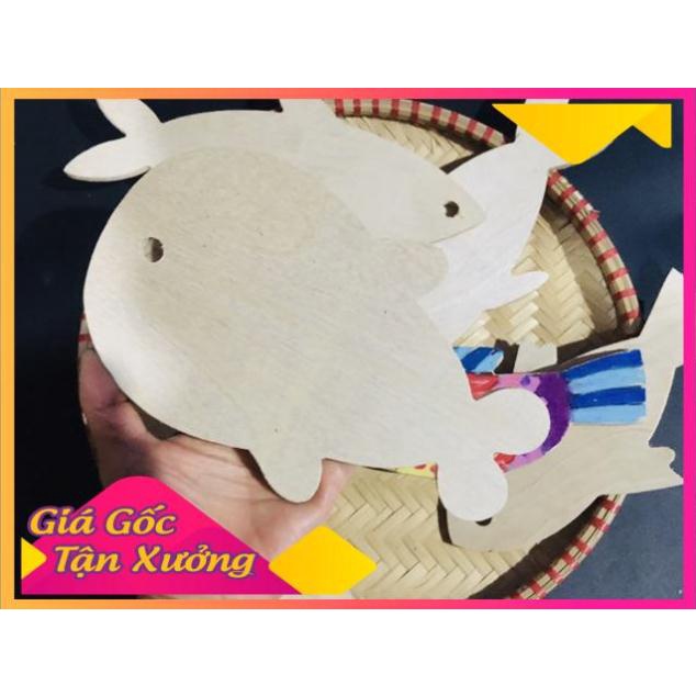 Bộ 10 cá gỗ mộc 20cm cho bé tô màu sáng tạo - MỘC XINH