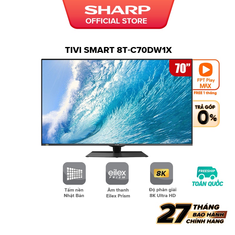 Smart Tivi Sharp 70 inch 8K 8T-C70DW1X - Hàng Malaysia BH 27 tháng - Miễn lắp đặt
