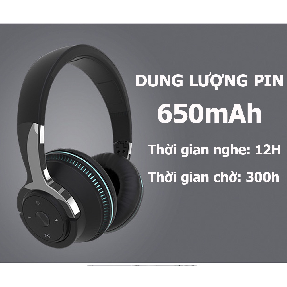 Tai Nghe Bluetooth Chụp Tai Không Dây Có Míc Đàm Thoại, Âm Thanh Vòm 3D Supper Bass H2