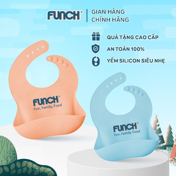 Yếm Ăn Dặm Silicon FUNCH Có Máng Cao Cấp Cho Bé (Quà Tặng Cho Đơn Hàng Từ 500k)