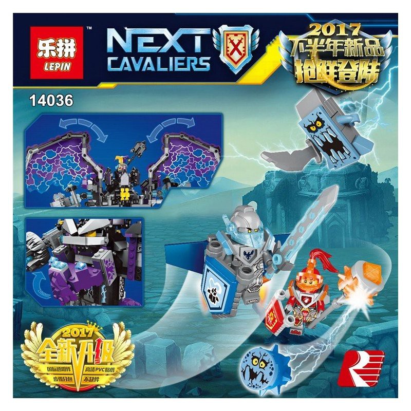 Đồ chơi lắp ráp xếp hình logo nexo knights mech robot dơi tím khổng lồ và quái vật đá Jestro Macy Stone Clay Lepin 14036