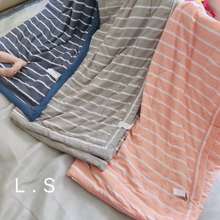 Chăn Hè Cotton Đũi Kẻ Muji hàng xuất nhật,chăn cotton kẻ sọc-- giao màu ngẫu nhiên