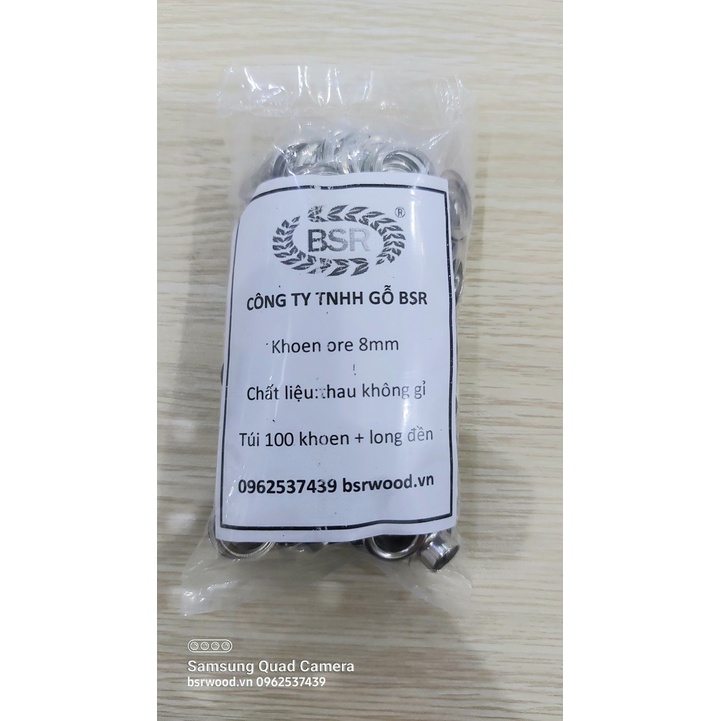 Khoen ore 8mm Khoen mắt cáo 8ly Thau không gỉ Khuy mắt cáo bấm vải Túi 100 cái  Màu bạc/ vàng/ đồng