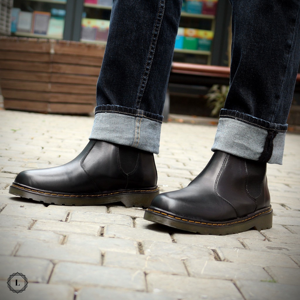 Giày Đốc Chelsea Boots Dr.2976 Da bò đen size 35-&gt;44, Lucas Shoes bảo hành 1 năm