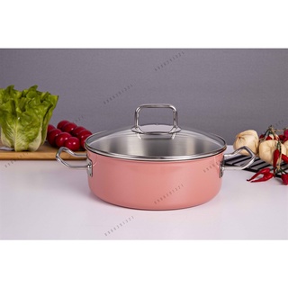 Nồi inox phủ ceramic màu hồng d24cm x h9cm edelkochen - inox 18/10