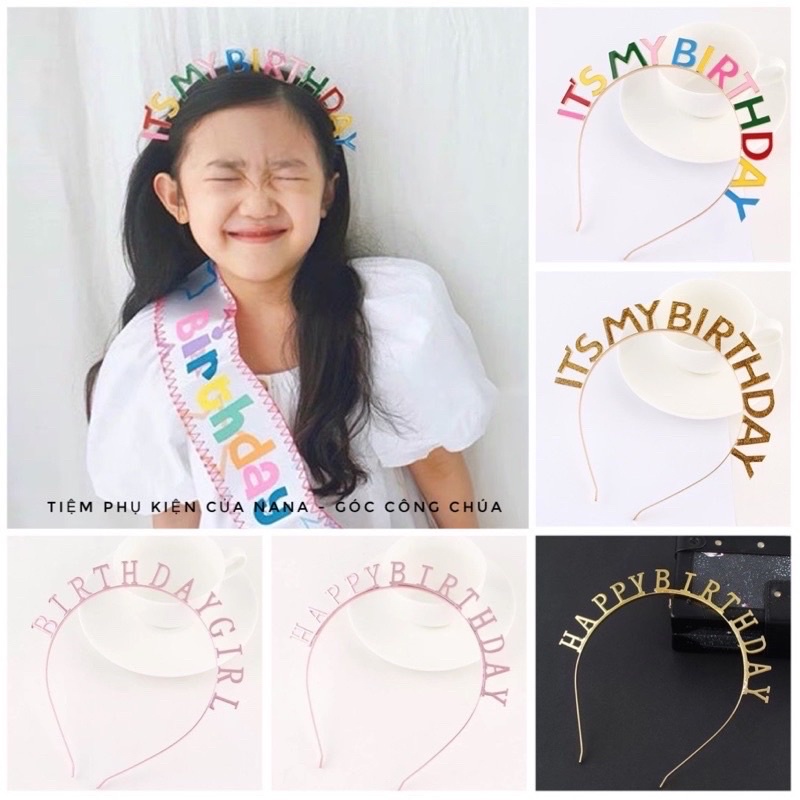 Băng đô cài tóc sinh nhật hợp kim [Happy birthday] băng đô happybirthday