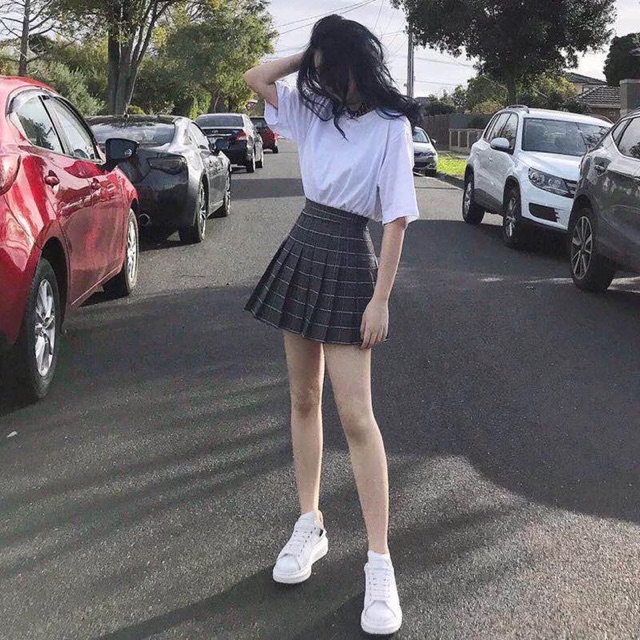Chân váy tennis xếp ly màu hot trend kẻ sọc mới nhất