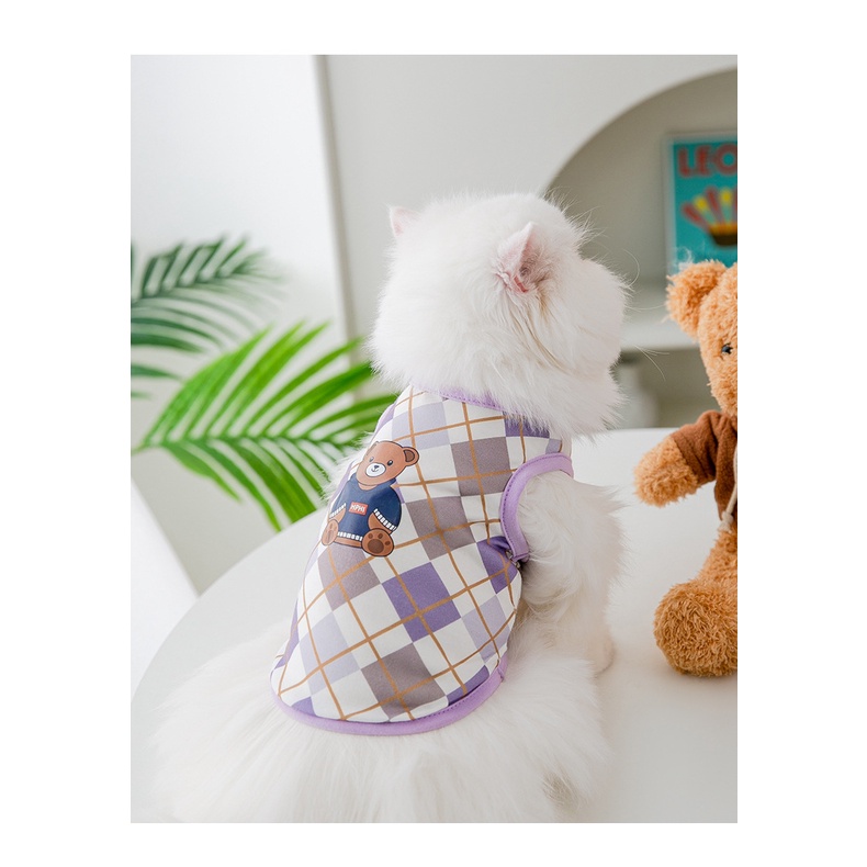 áo thun ca rô tím HPHI cho chó mèo