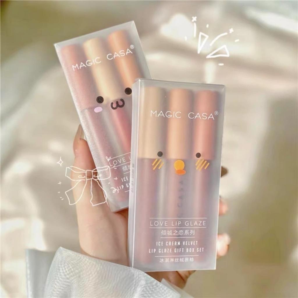 Set son kem lì lên mầu đẹp không trôi Magic Casa Love Lip Glaze giá rẻ