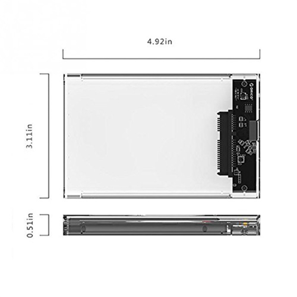 Hộp Đựng Ổ Cứng Ssd 2.5 Inch Sata Usb 3.0 Trong Suốt Thiết Kế Nắp Trượt Tiện Dụng