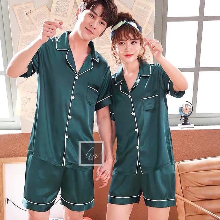 Bộ Lụa Mặc Nhà Nữ Trơn Cộc Tay Quần Cộc Chất Lụa Siêu Mềm ( Hàng Luôn Sẵn) N39