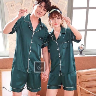 Bộ lụa mặc nhà nữ trơn cộc tay quần cộc chất lụa siêu mềm n39