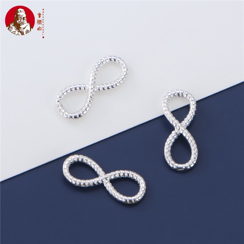 Hạt Xỏ Vòng Tay Hình Số 8 Bằng Bạc S925 Màu Bạc Trơn DIY