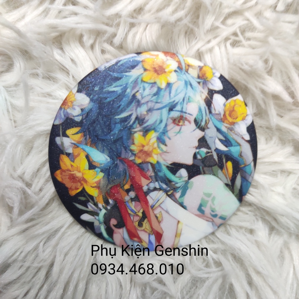 Huy hiệu Genshin Impact flower mặt sần chống xước cao cấp