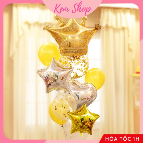 Set bóng mix mẫu trang trí sinh nhật sự kiện tông vàng hồng - K199