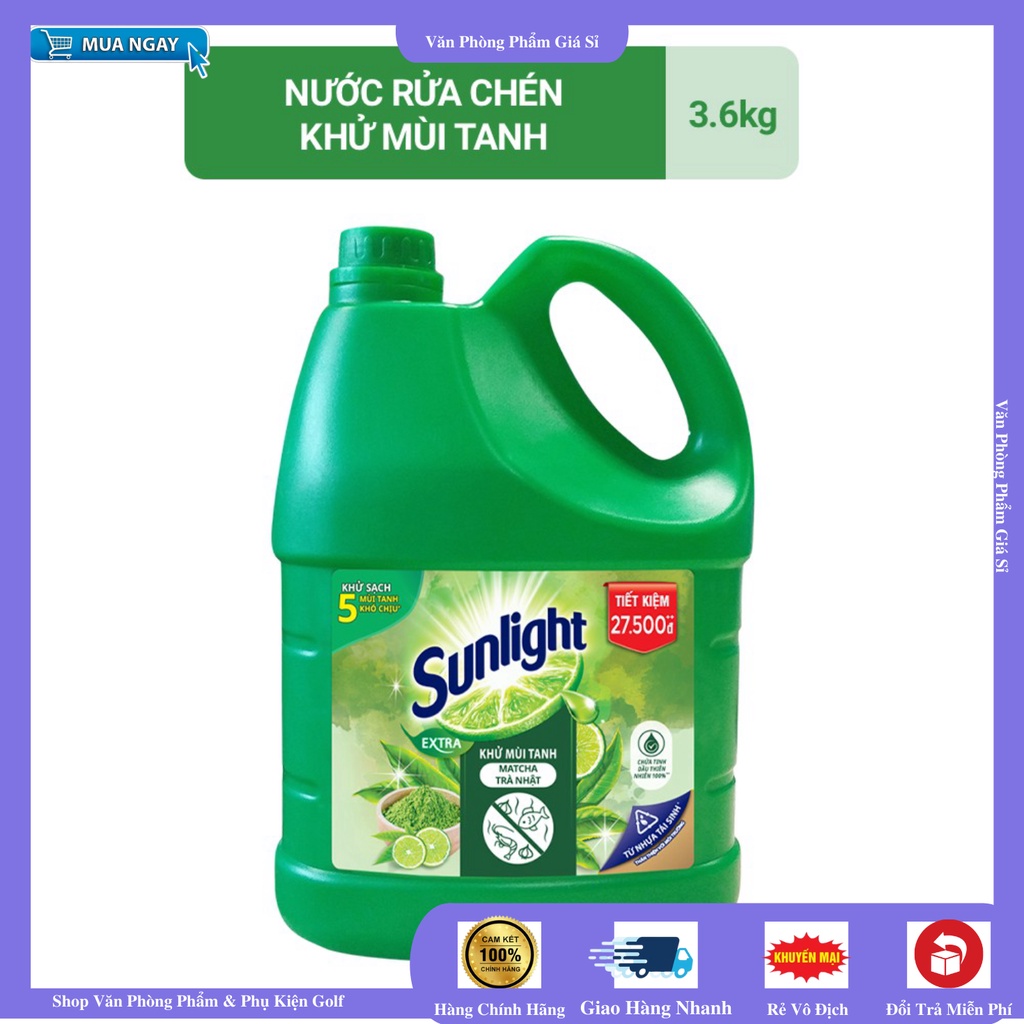 [ GIÁ SẬP SÀN ] Nước rửa chén Sunlight Matcha Trà Nhật chai 3.6kg (MỚI)
