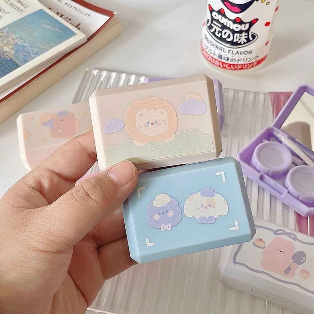 JARRED 1 Hộp Đựng Kính Áp Tròng Mini Kèm Gương Dễ Thương