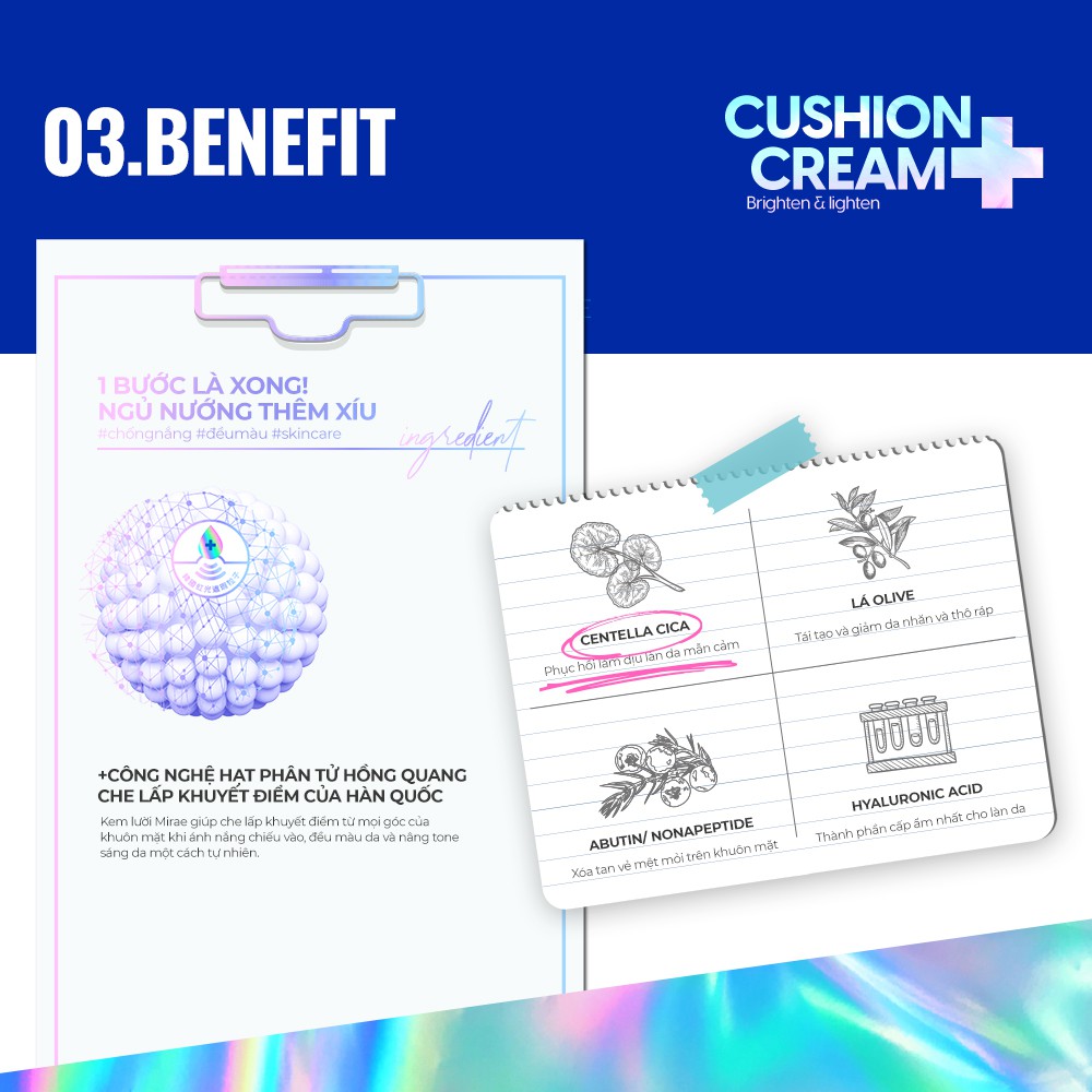 Kem lười Mirae giúp da trắng sáng dưỡng ẩm che mờ khuyết điểm MIREA CICA PLUS CUSHION CREAM 30ml/hũ | BigBuy360 - bigbuy360.vn