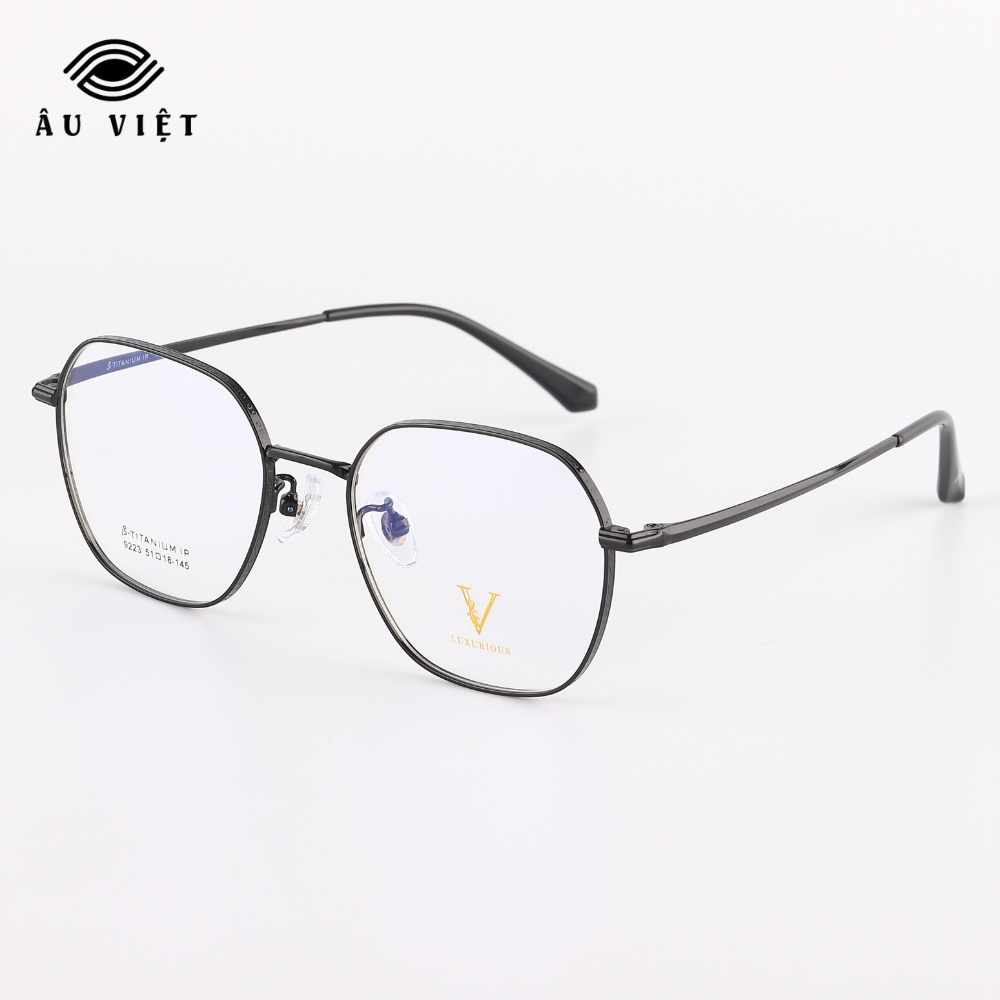 Gọng kính kim loại titanium Luxurious 9223 nam nữ dáng vuông Full box
