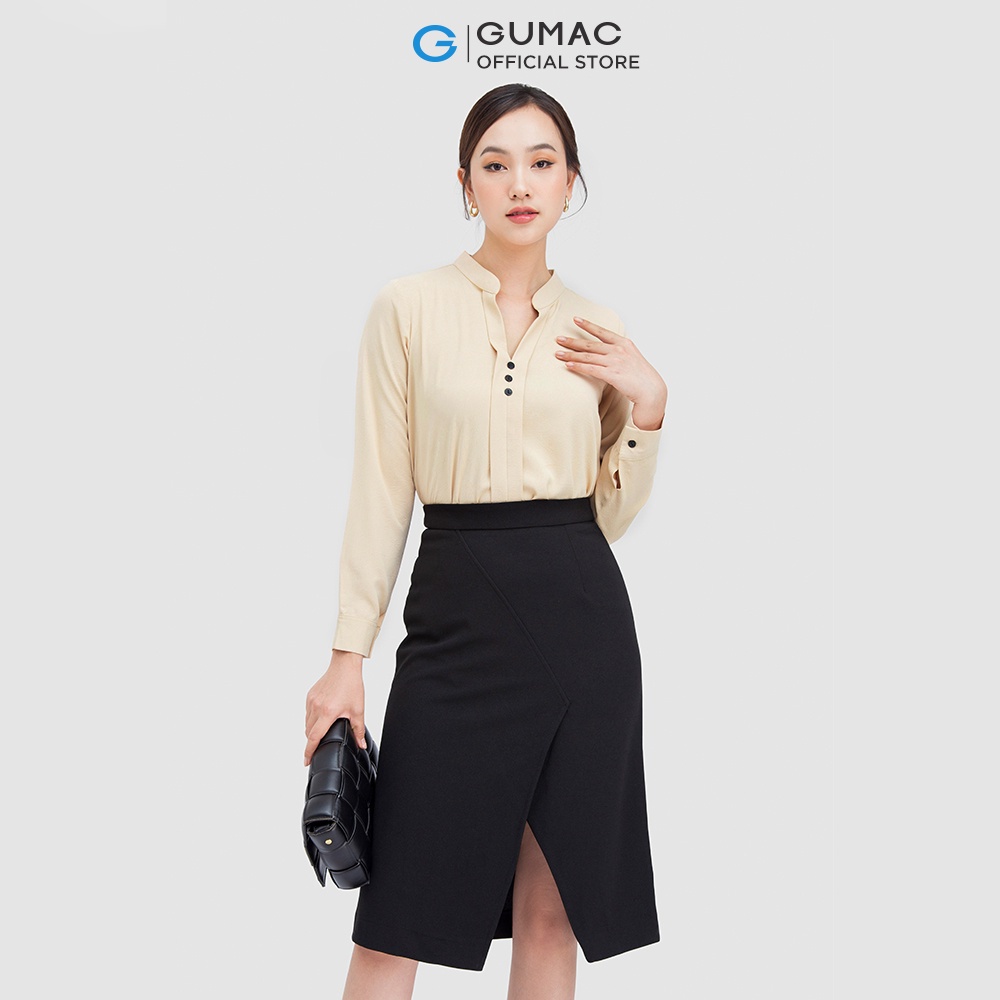 [Mã WABRGUM giảm 10% tối đa 30K đơn 99K] Áo sơ mi nữ thiết kế 3 nút cách điệu GUMAC AC05005