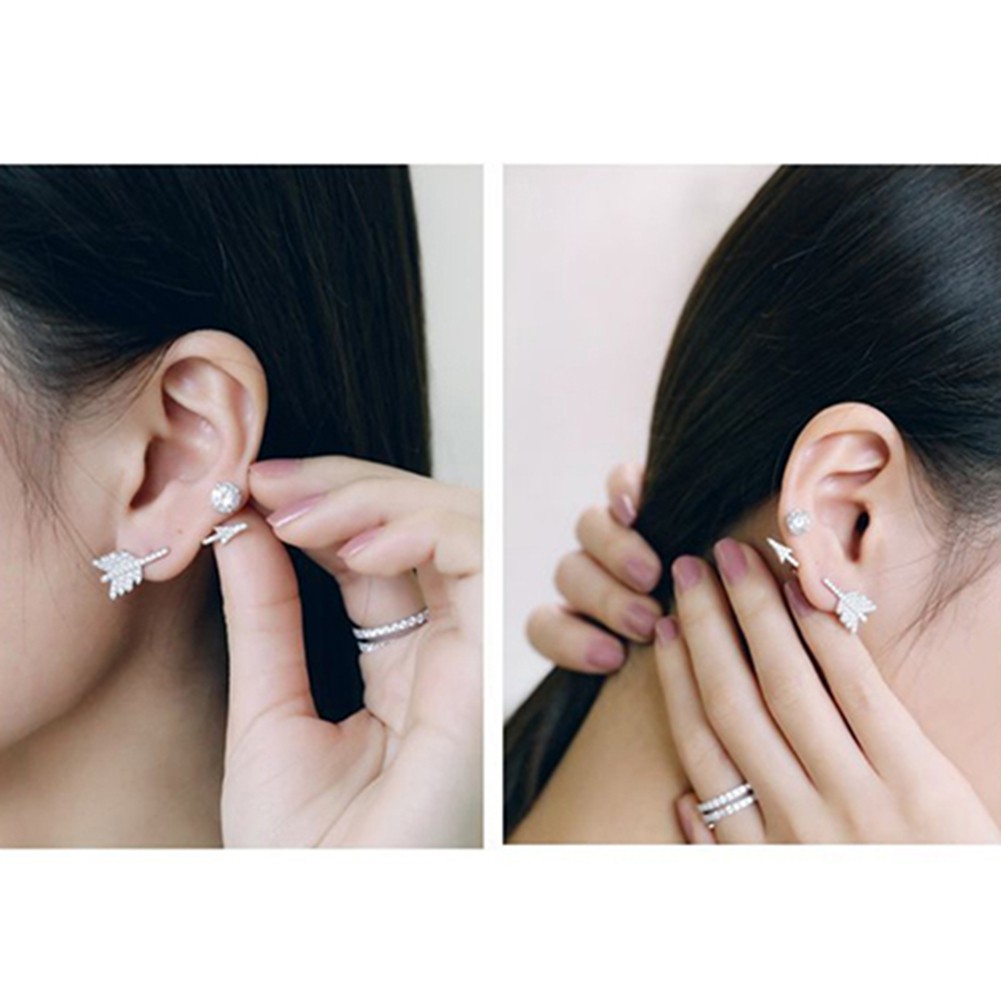 1 Đôi Khuyên Tai Hình Mũi Tên Và Nơ Cá Tính Thời Trang