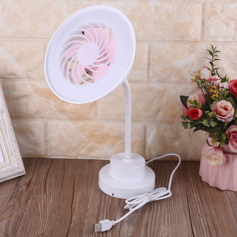 Psy 3 Modes USB Powered Desk Cooling Fan With LED Light Lamp Desktop USB Air Cooling Fan for Home Office Outdoor Camping
