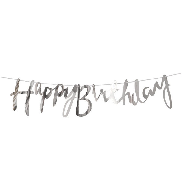 Cờ dây giấy phụ kiện decor trang trí sinh nhật Happy Birthday Ép Kim kèm ruy băng đủ màu !