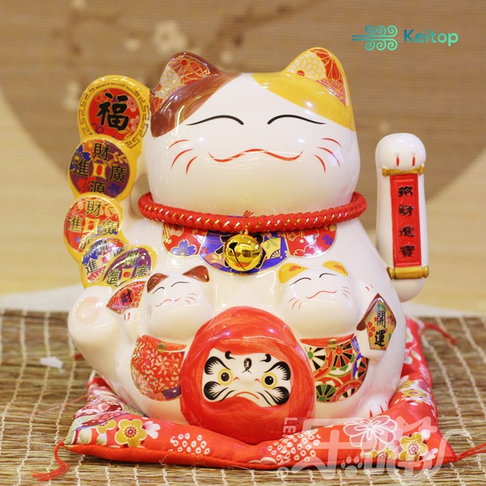 Mèo Vẫy Tay Cầu May Mắn, Cầu Thần Tài, Cầu Bình An (Mẫu Mới) KEITOP MANEKI-014