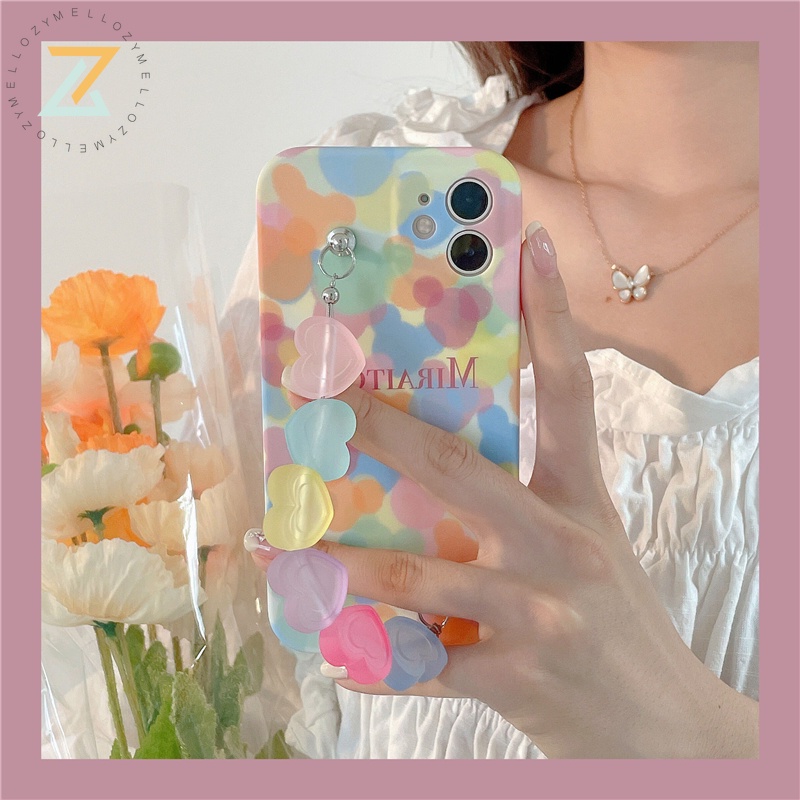 Zymello Ốp lưng OPPO Reno 7-6-5-4 Reno 7Z-6Z-5Z Reno 7Lite-6Lite-5Lite-4Lite Reno 4F Reno 5F Vòng đeo tay trái tim đầy màu sắc dễ thương Vỏ điện thoại silicon
