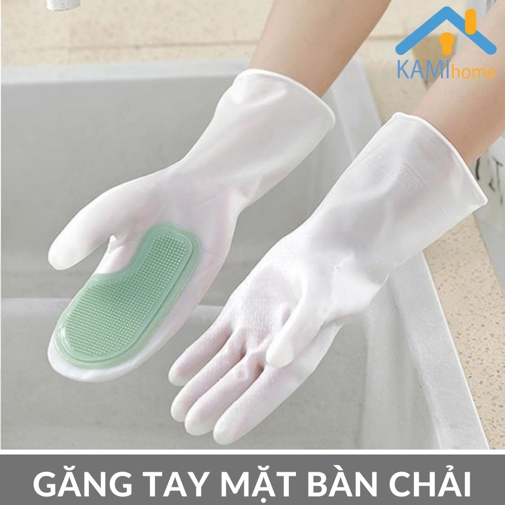 Găng tay cao su bề mặt bàn chải mềm rửa bát rau củ cọ rửa nhà cửa mã 70040