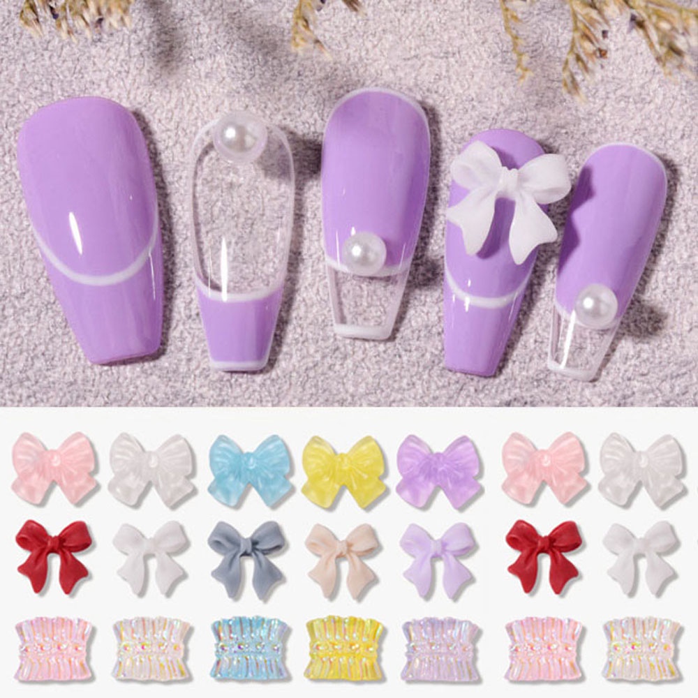 Set 30 Nơ Ruy Băng 3D Nhiều Màu Sắc Trang Trí Móng Tay Diy