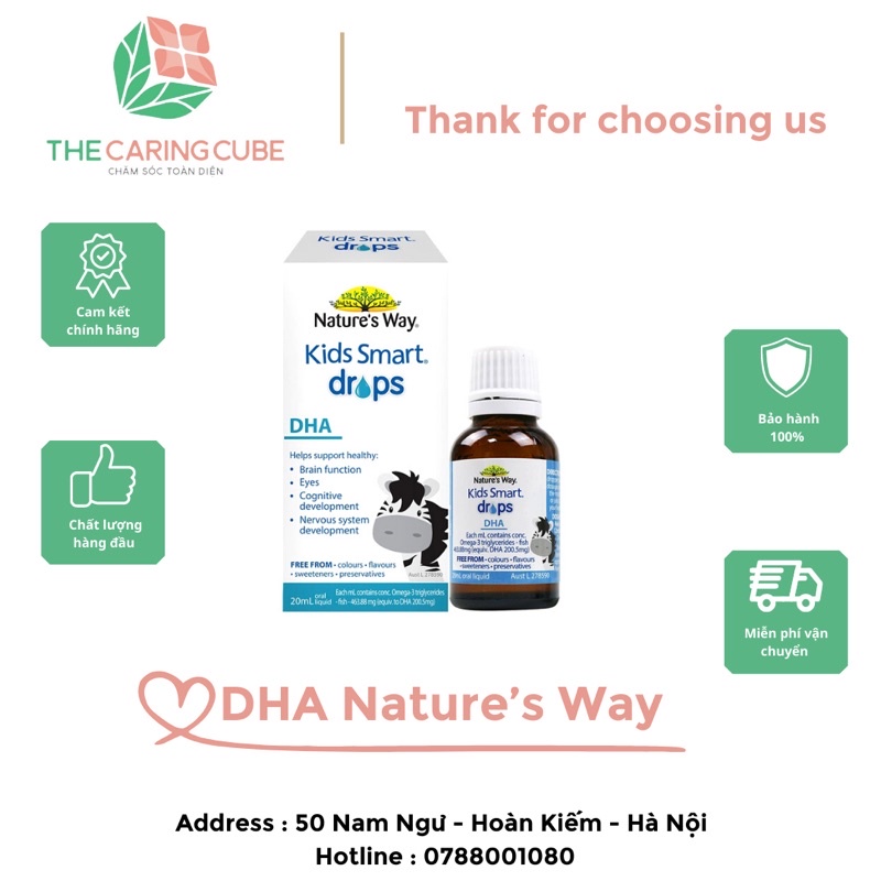 DHA dạng giọt Nature’s Way Kids Smart cho bé trai, bé gái từ 4 tuần tuổi 20ml - The Caring Cube