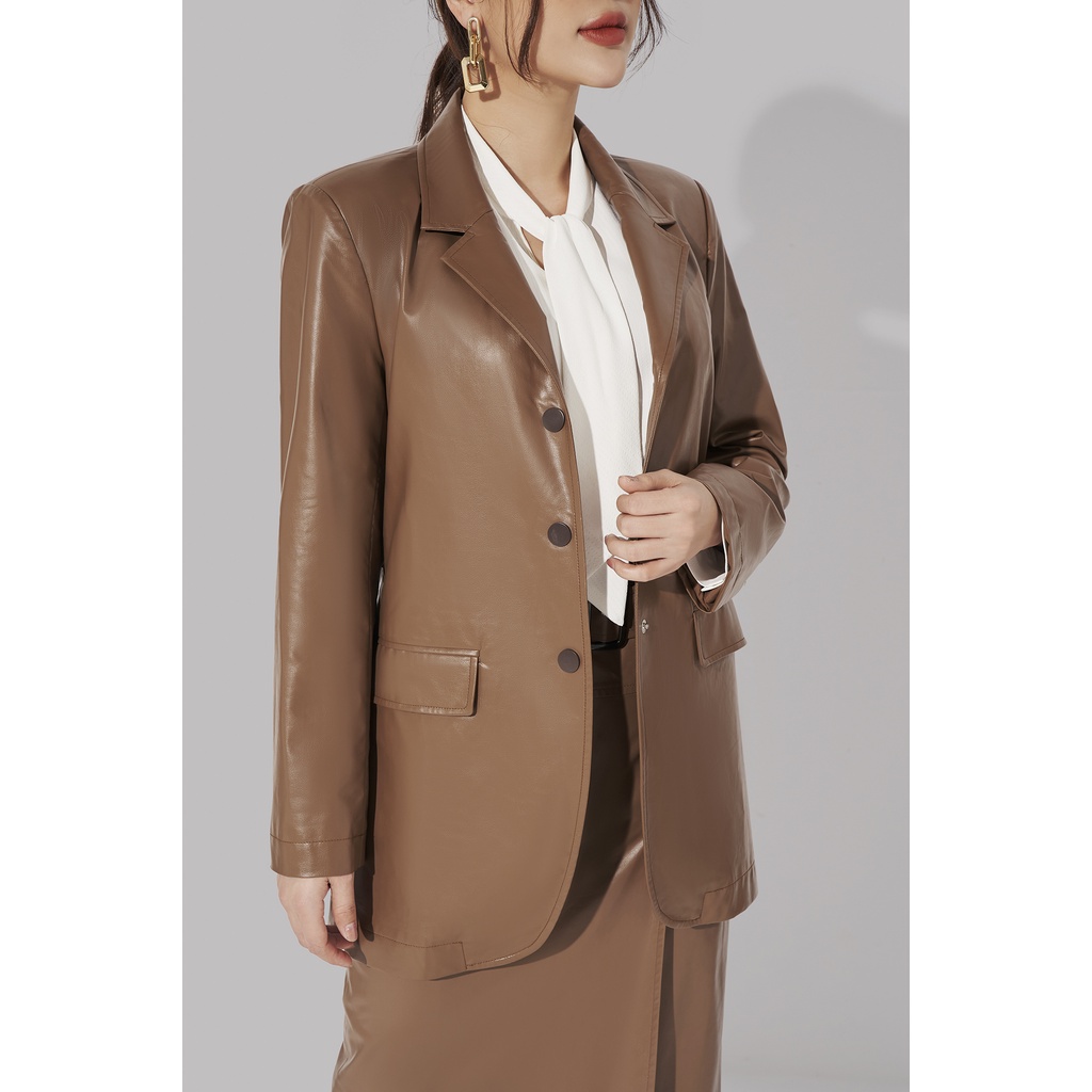 Áo blazer da nữ dáng dài Eva de Eva 21ABLE008N