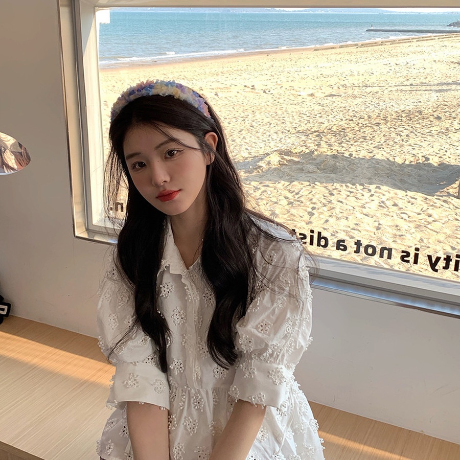 Băng Đô Cài Tóc Phối Lưới Phong Cách Hàn Quốc Ngọt Ngào Thời Trang Mùa Hè Cho Nữ