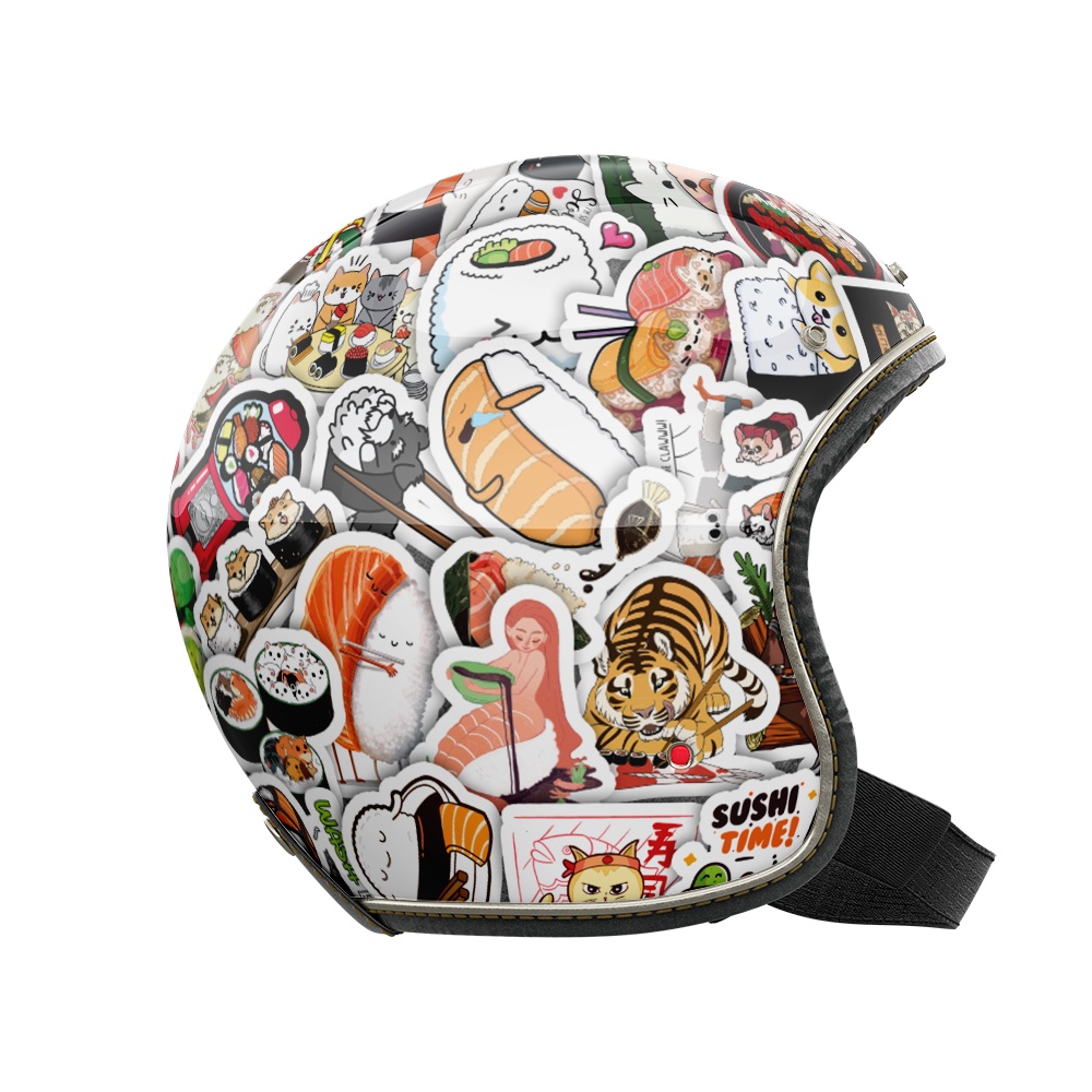 Set 50 cái Sticker Sushi, Hình Dán Sushi Chống Nước, Decal Sushi Cute dán mũ bảo hiểm, vali, latop