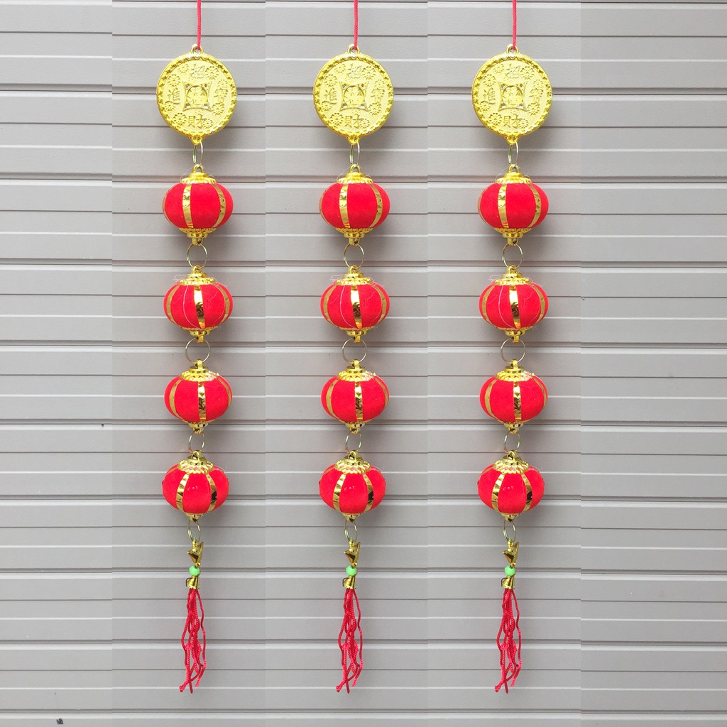 Combo 3 Dây quả cầu đỏ 40cm trang trí Tết