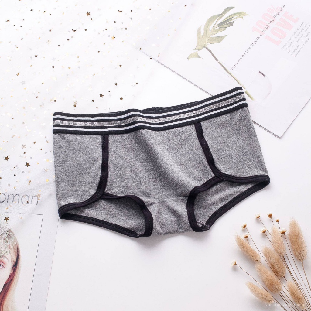 Set 4 quần lót cotton thời trang nữ eo trung bình cỡ lớn kẻ sọc kiểu dáng giản đơn | BigBuy360 - bigbuy360.vn
