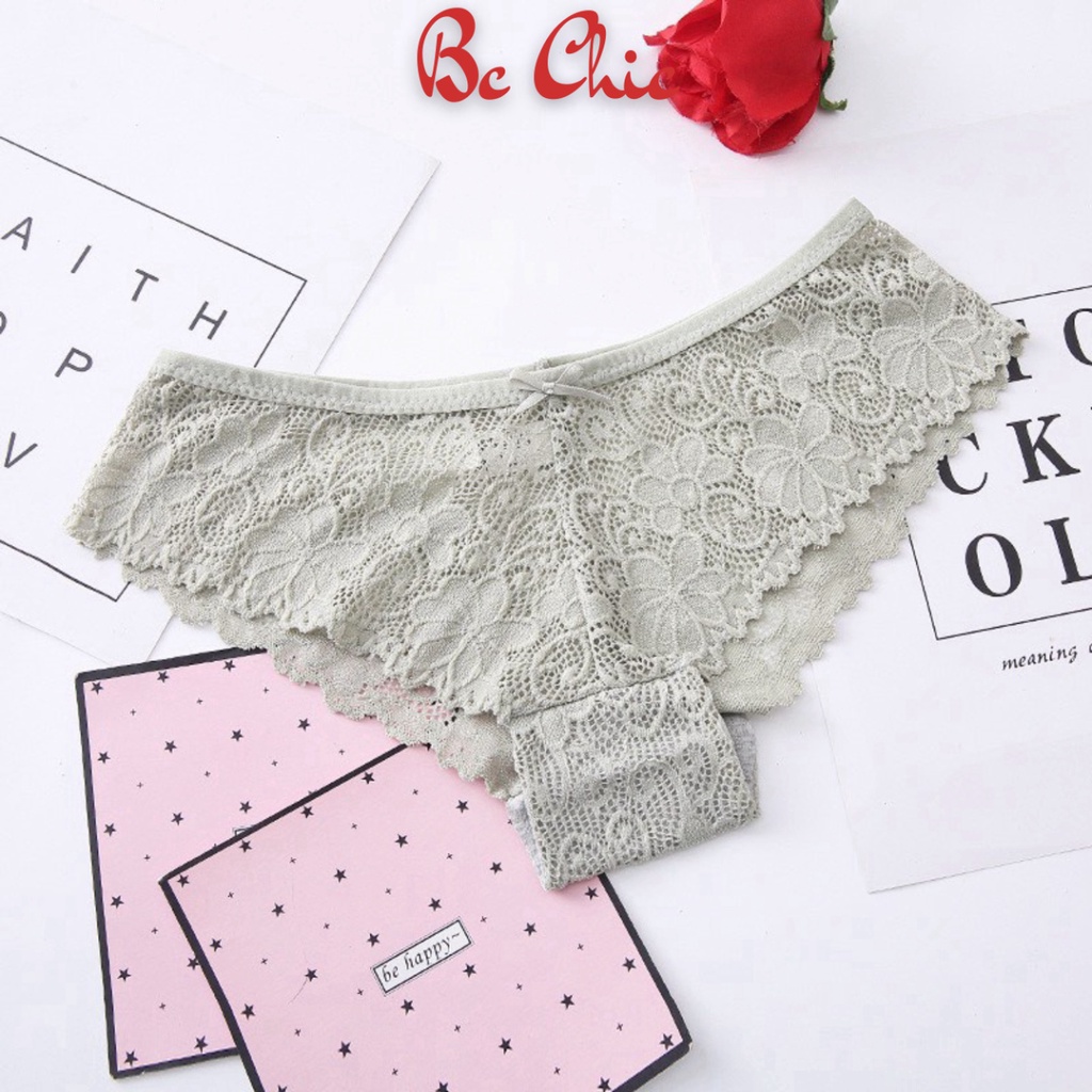 Quần Lót Ren Nữ Sexy thiết kế phối hoa kèm nơ nhỏ thoáng mát ôm dáng mẫu Q 310 BC_CHIC LINGERIE