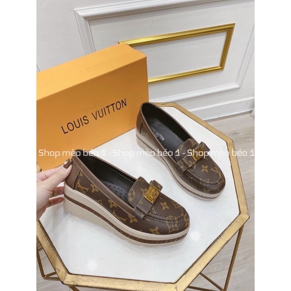 Giày đế xuồng nơ ngang hoa nâu spsl fullbox