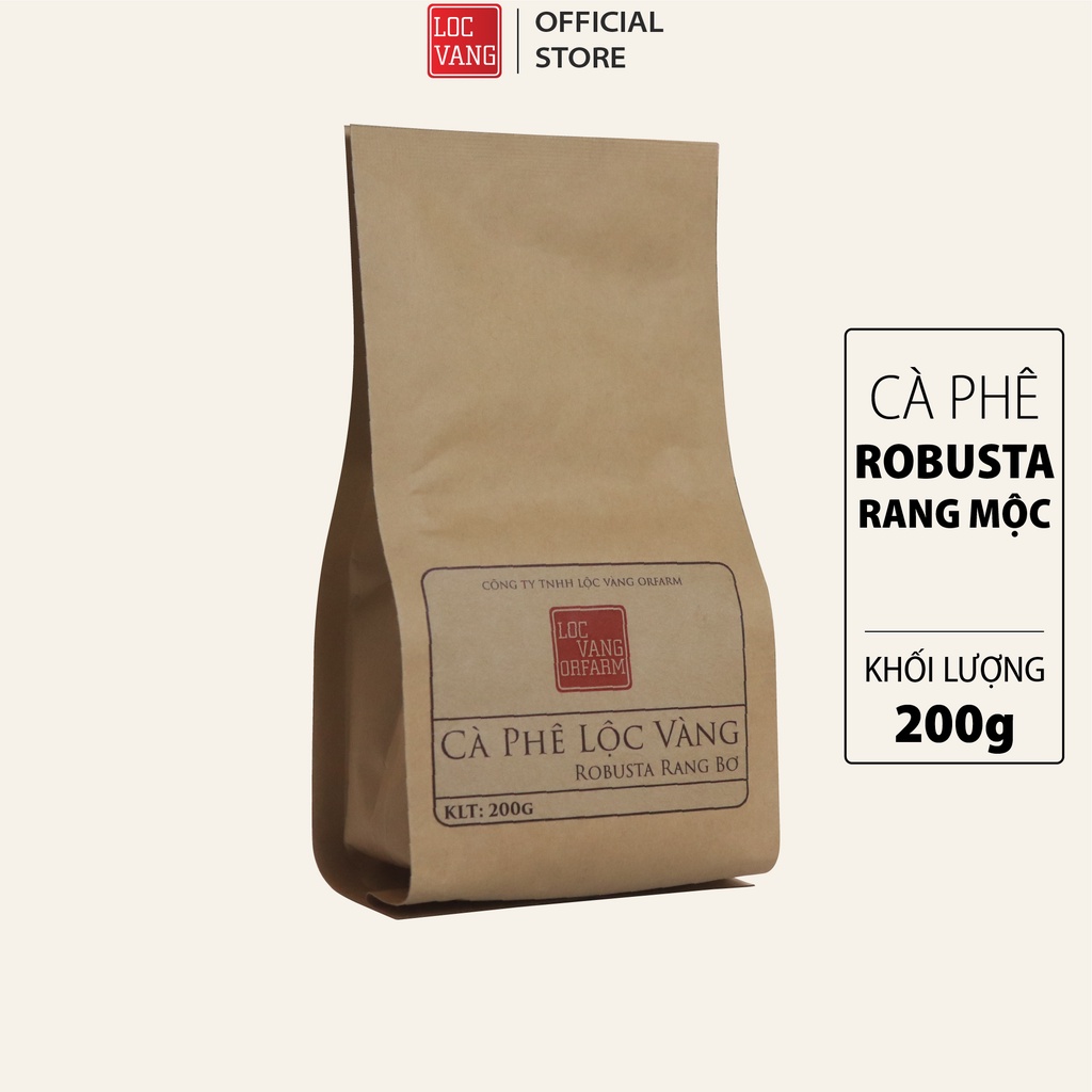 Cà Phê Lộc Vàng ROBUSTA RANG BƠ Nguyên Chất Cafe Rang Xay Bột Pha Phin Và Nguyên Hạt 200g